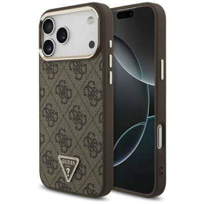 Etui Guess 4G Triangle Logo MagSafe na iPhone 17 Pro Max / 18 Pro Max - brązowe