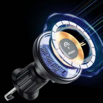 15. Uchwyt magnetyczny z ładowarką indukcyjną MagSafe na kokpit/kratkę nawiewu 15W Dudao F12MAX+ - czarna