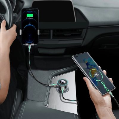 12. Baseus Enjoy transmiter FM ładowarka samochodowa LED 2x USB / 3,5mm jack bezprzewodowy odtwarzacz MP3 Bluetooth 5.0 3.4A czarny (CCLH-01)