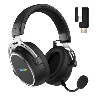 11. HATOR Hypergang 3 Wireless Zestaw słuchawkowy Bezprzewodowy Opaska na głowę Gaming USB Type-C / USB Type-A Bluetooth Czarny