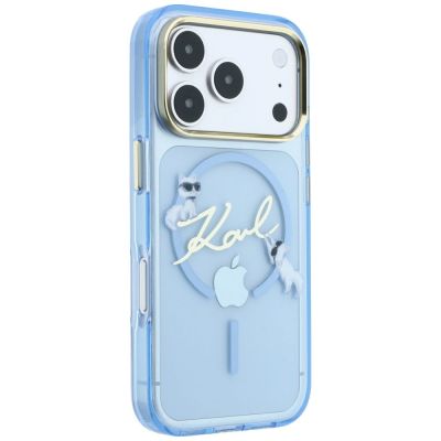 4. Etui Karl Lagerfeld Script Logo MagSafe na iPhone 18 Pro / 17 Pro - jasnoniebieskie