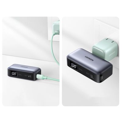 10. Powerbank Ugreen PB503 5000mAh z portem USB-C i zintegrowanym złączem USB-C - szary