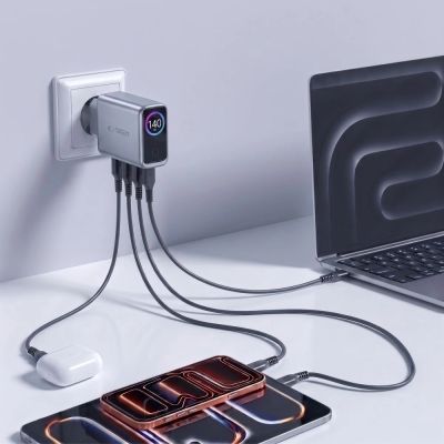 6. Ładowarka sieciowa Tech-Protect PowerVision NC140W-GaN 4-PORT PD 140W / QC3.0 - ciemnoszara