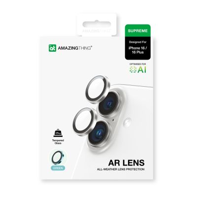 4. Szkło hartowane AMAZINGTHING AR Aluminium 2 Lens Glass z ramką na soczewki aparatu do iPhone 16 / 16 Plus - zielone