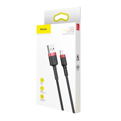 9. Kabel Baseus Cafule USB-A / Lightning 2.4A QC 3.0 1 m - czarno-czerwony