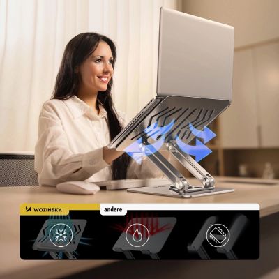 9. Podstawka pod laptopa, tablet Wozinsky WRS-CPY84SS aluminiowa + Gratis! podstawka do smartfona - srebrna