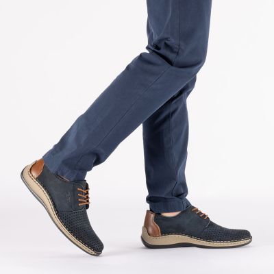 6. Skórzane półbuty ażurowe granatowe Rieker 05226-14