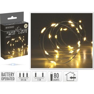 14. LAMPKI DRUCIKI NA BATERIE GIRLANDA 80 LED CIEPŁY BIAŁY
