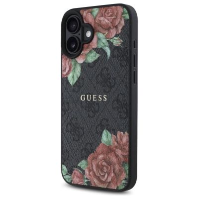 2. Etui Guess 4G Flowers Print MagSafe na iPhone 16 6.1" - czarne