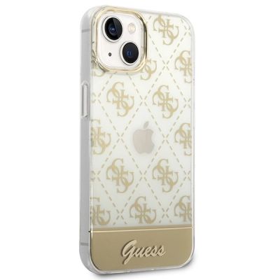 4. Etui Guess 4G Pattern Script na iPhone 14 Plus - złote