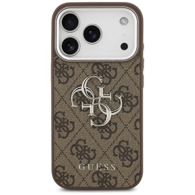 3. Etui Guess 4G Big 4G Classic Logo na iPhone 17 Pro brązowy - srebrne