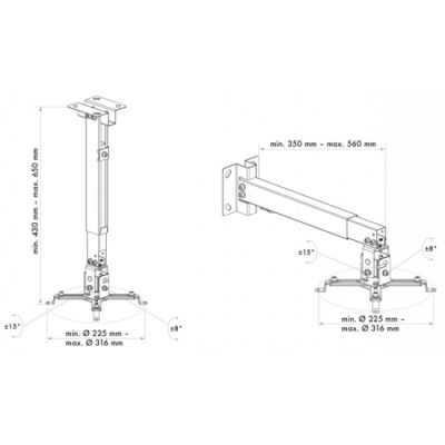 3. Schwaiger LWH310WD uchwyt do montażu projektora Sufit / Ściana Biały