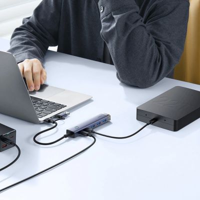 8. Hub USB-A/USB-C Baseus UltraJoy Series 4xUSB-A 3.0 1xUSB-C 5V - szary