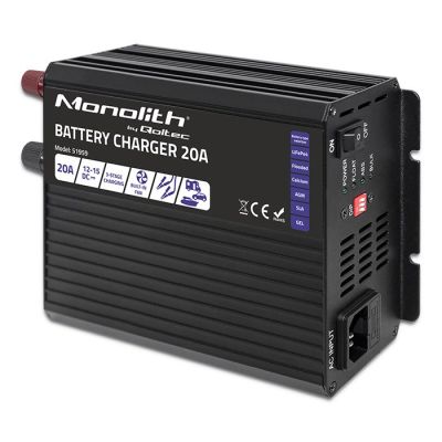 11. Qoltec Inteligentna ładowarka Monolith do akumulatorów LiFePO4 AGM GEL SLA, 20A, 12V
