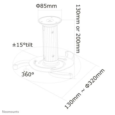 5. Neomounts BEAMER-C80 uchwyt do montażu projektora Sufit Srebrny