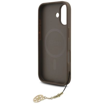 6. Etui Guess 4G Charms Collection MagSafe na iPhone 17 - brązowe