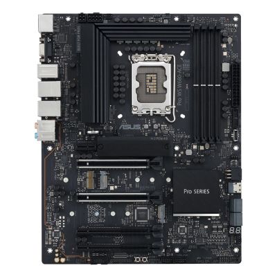 12. Płyta ASUS Pro WS W680-ACE W680 (LGA 1700) ATX motherboard, 2x PCIe 5.0, 3x PCIe 4.0, 3x PCIe 4.0 M.2 slots, 2x USB 3.2 Gen 2, 4x USB 3.2 Gen 1, 2x USB 2.0, 2x 2.5 Gb Ethernet,  1x SlimSAS, 4x SATA , HDMI, DisplayPort and VGA