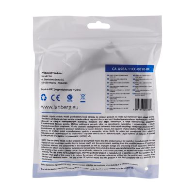 4. LANBERG KABEL USB-A -> USB-B M/M 1M (FERRYT, CZARNY) CA-USBA-11CC-0010-BK