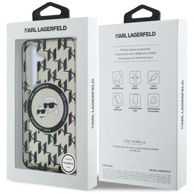 8. Etui Karl Lagerfeld Button Karl&Choupette Heads On KL Pattern MagSafe Samsung Galaxy S25 czarny