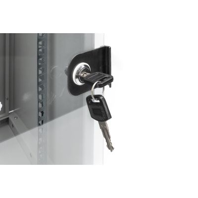 22. Szafa sieciowa wisząca 10" 9U rack 312x300, drzwi szyba, szary, niedzielona, złożona, 30kg
