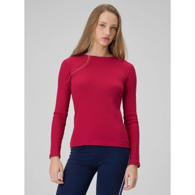 Longsleeve slim z prążkowanej dzianiny damski 4F 4FRAW25TLONF656-53S