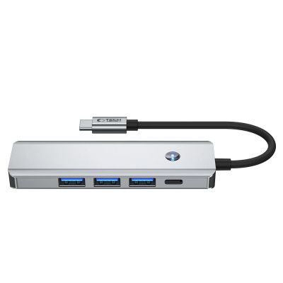4. Adapter Tech-Protect HB01 HUB Adapter 5w1 USB-C + USB3.0 + HDMI 4K 60Hz + PD100W - szary