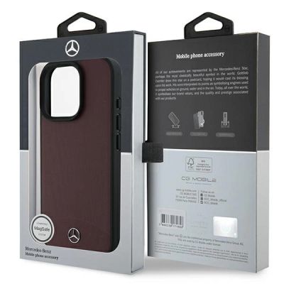 8. Etui Mercedes Textured And Plain Leather MagSafe na iPhone 16 Pro Max - czerwone