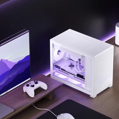 22. Obudowa PC Jonsbo D32 STD Biała Obudowa, Mini Obudowa, mATX, Szkło Hartowane - Białe