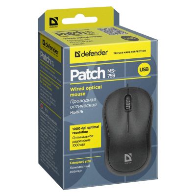 5. DEFENDER MYSZ PATCH MS-759 OPTICAL 1000DPI 3P CZARNA 52759