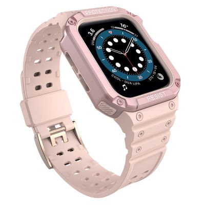 Pasek z etui ochronnym Protect Strap Band do Apple Watch 42 / 44 / 45 mm opaska obudowa pancerna - różowy