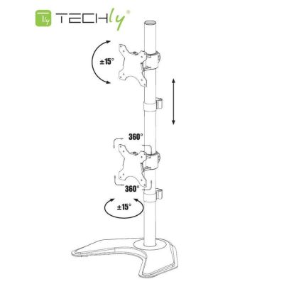 3. TECHLY PODSTAWA POD 2 MONITORY 13-27" LCD 10KG BIURKOWA PIONOWA
