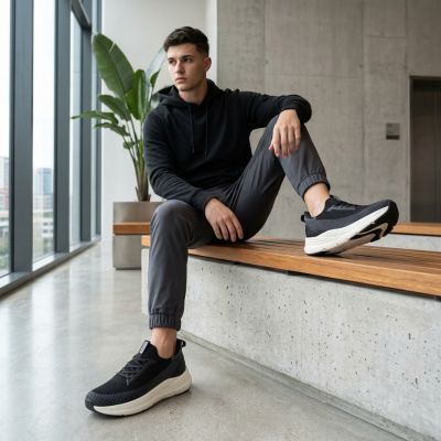 5. Półbuty sportowe damskie na platformie czarne Kobbo Vinceza 102421