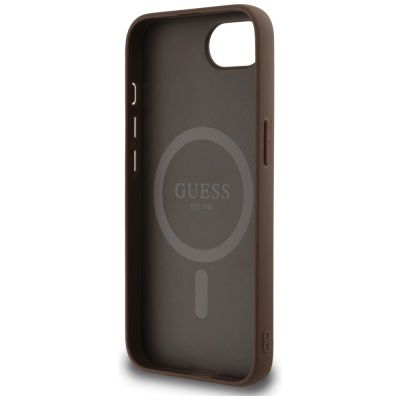 7. Etui Guess 4G Circle Classic Logo MagSafe na iPhone 16e - brązowe