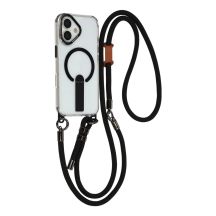 Etui na iPhone 17 z podstawką krótkim paskiem 30 cm i długim paskiem 120 cm kompatybilne z MagSafe - czarne