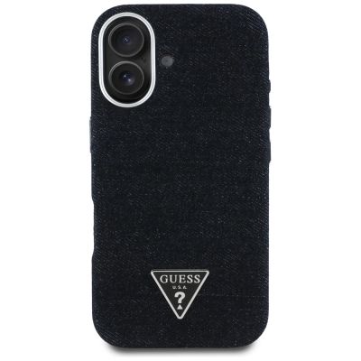3. Etui Guess Denim Triangle Logo MagSafe na iPhone 16 - czarne