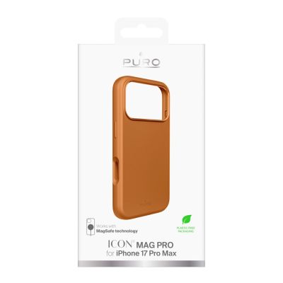2. Etui silikonowe Puro Icon Mag Pro Liquid Silicone na iPhone 17 Pro Max kompatybilne z MagSafe, z ochroną aparatu i aluminiowymi przyciskami - pomarańczowe