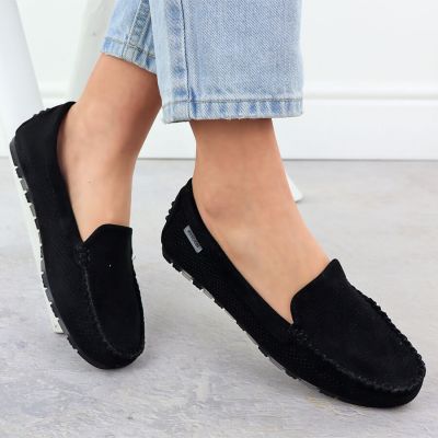 8. Mokasyny damskie półbuty zamszowe czarne Potocki WL09301