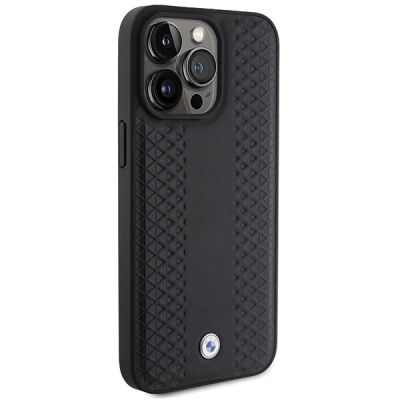 4. Etui BMW Leather Diamond Pattern na iPhone 15 Pro Max - czarne