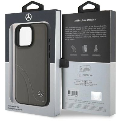 8. Etui Mercedes MB Curved Stitches Leather na iPhone 16 Pro Max - brązowe