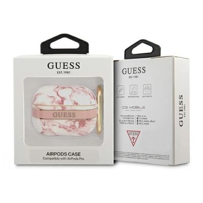 3. Etui Guess Marble Strap Collection na AirPods Pro - różowe