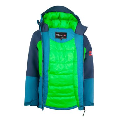3. Kurtka zimowa dziecięca Trollkids Kids Hardanger Jacket wodoodporna ocieplana niebieska/zielona (675-356)