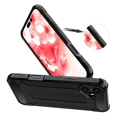 5. Etui Hybrid Armor pancerne na iPhone 16 Plus - czarne