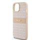 6. Etui DKNY Leather Mono Stripe & Metal Logo na iPhone 15 / 14 / 13 - różowe