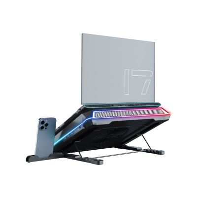 6. CONCEPTRONIC USB-C Laptop-KĂĽhlpad + Handyhalter, RGB, 12V
