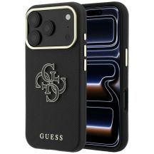 Etui Guess Grained & Big Resin Logo na iPhone 18 Pro / 17 Pro - czarne