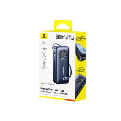 7. Powerbank Baseus EnerCore CR11 20000mAh 100W ze zwijanym kablami USB-C - czarny