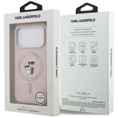 8. Etui Karl Lagerfeld Silicone Karl&Choupette Ring MagSafe do iPhone 17 Pro - różowe