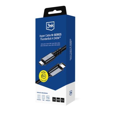 8. Kabel 3mk Hyper Cable N-SERIES USB-C / USB-C Thunderbolt 4 2m 48V / 5A 40Gb/s 240W 8K60Hz - czarny