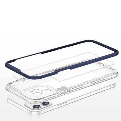 5. Clear 3in1 etui do iPhone 12 żelowy pokrowiec z ramką niebieski