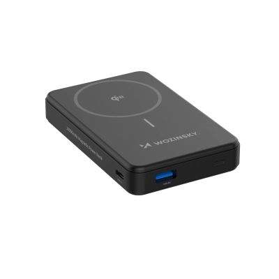 10. Powerbank Wozinsky WLWP-10KA0Y3S 22,5W PD Qi2 10000 mAh, z podstawką, 1x USB-A, 1x USB-C - czarny